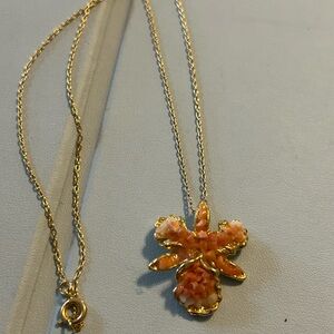 Gold tone coral  Pendant Necklace